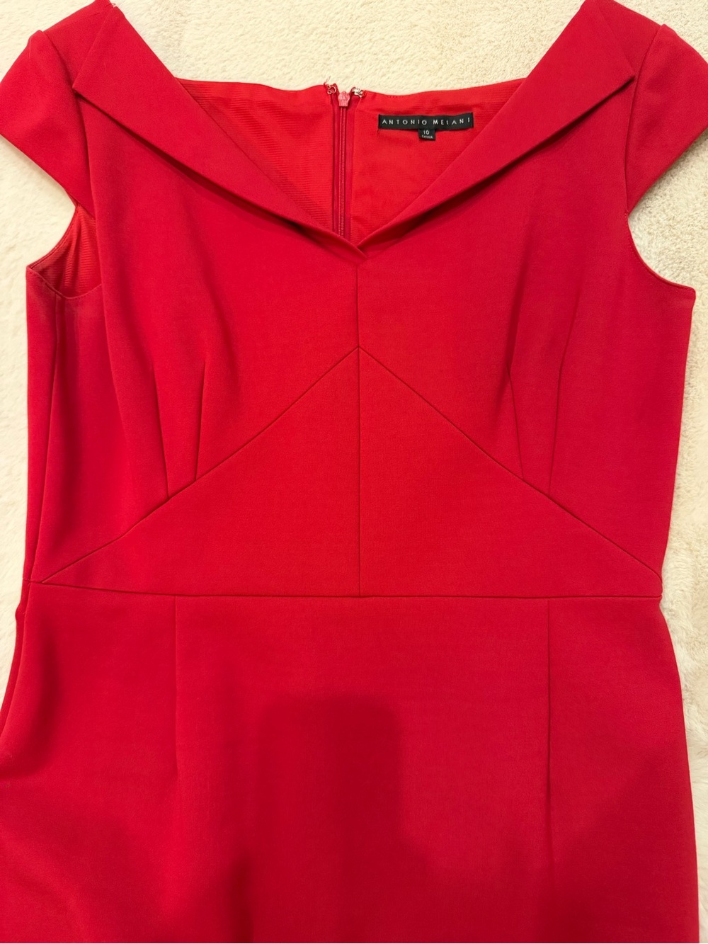 ANTONIO MELANI Red Cap-Sleeve Sheath Dress